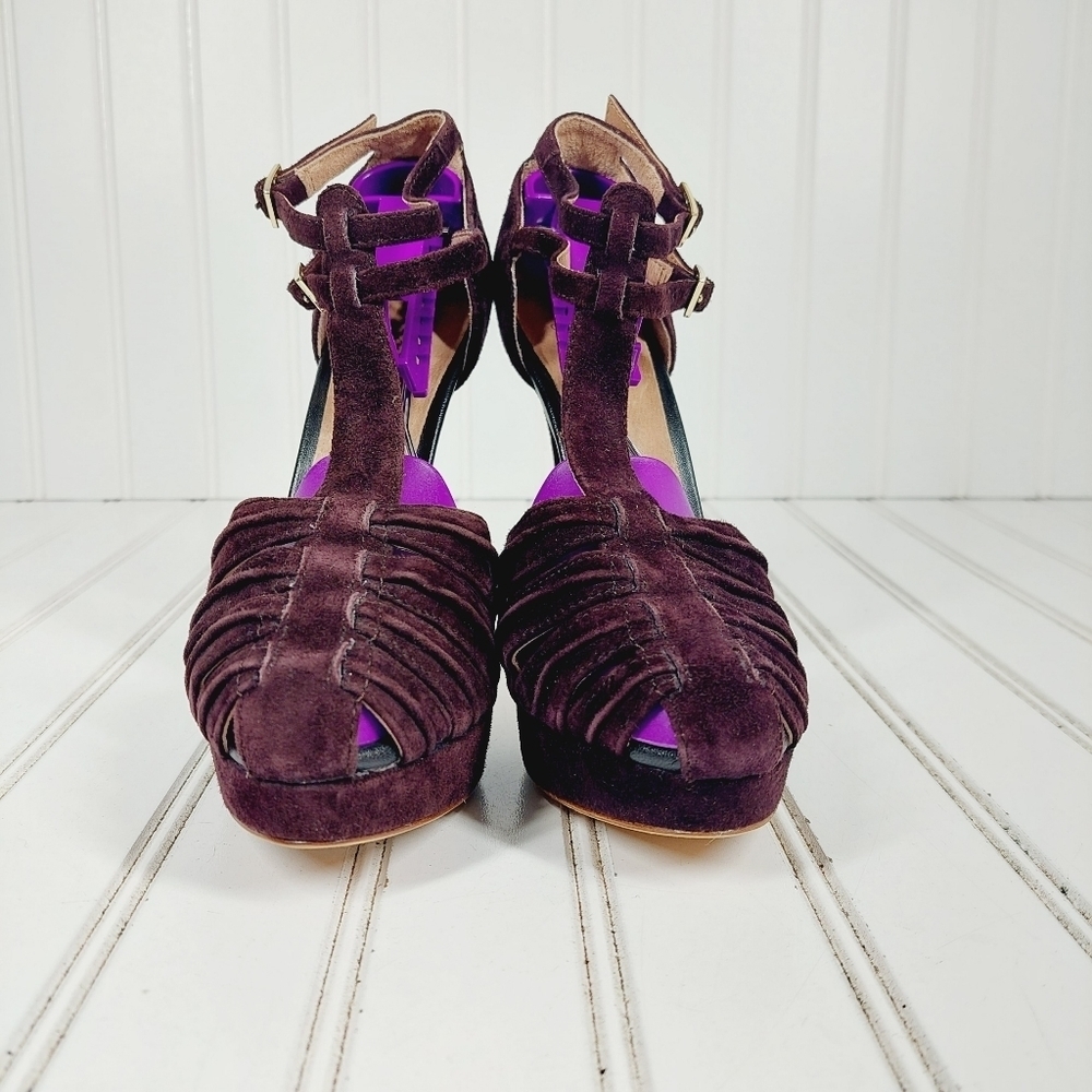 NEW Joie Women's Rexanne Platform Purple Pump Buckle Strap High Heels B166 - Picture 3 of 11